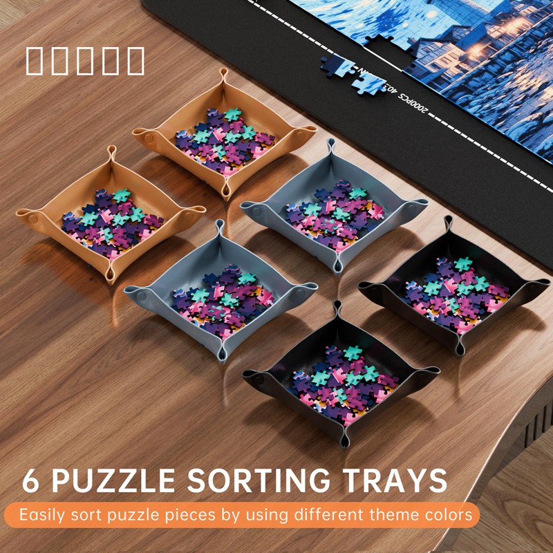Lwoeo Jigsaw Puzzle Mat Roll Up 2000 Pieces, Black 48.4”