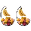Basicwise Wire Metal Fruit Basket Holder with Banana Hanger, Black,