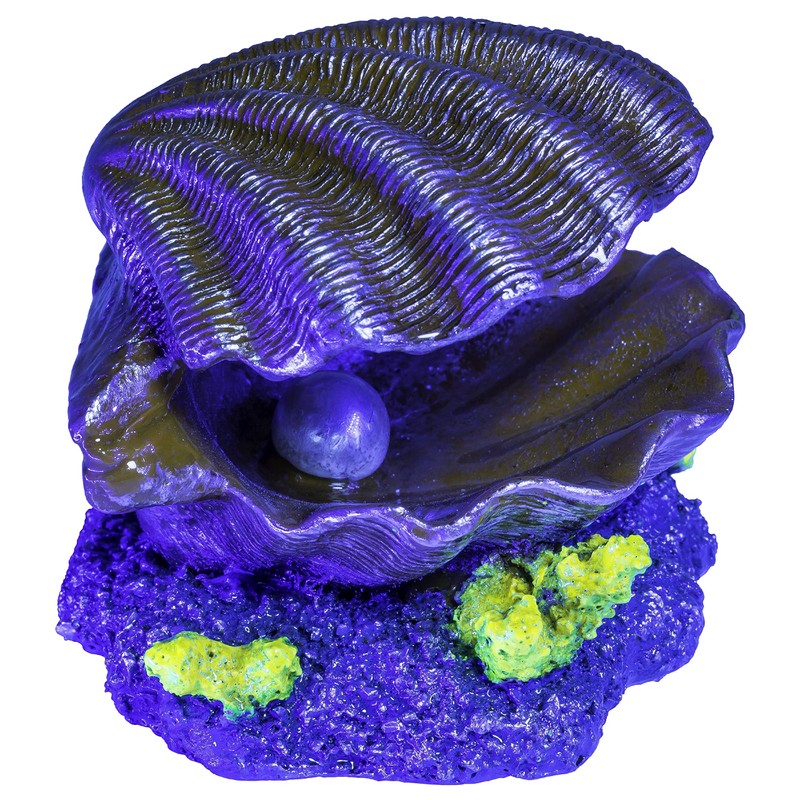 GloFish Clam Ornament, Detailed Aquarium Ornament, Hideaway For Fish