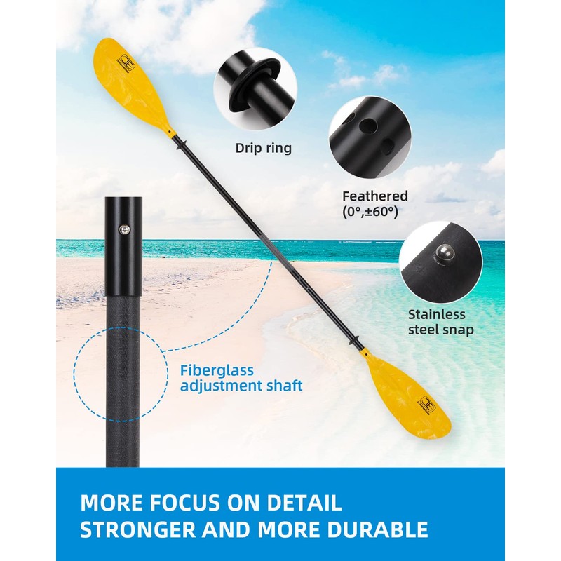 OCEANBROAD Adjustable Kayak Paddle 86in/220cm to 94in/240cm Kayaking Boating Canoeing