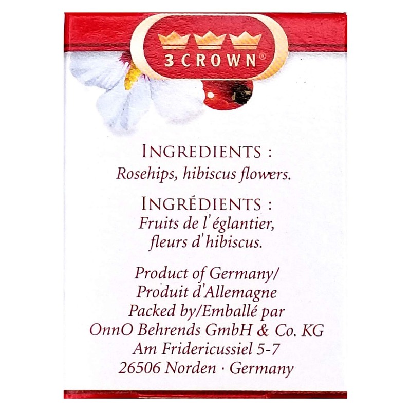 3 Crown Rosehip & Hibiscus Flowers Tea 20 Bags -