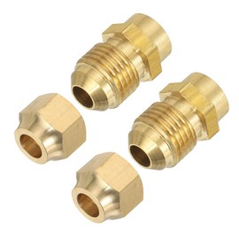 PATIKIL 2Pcs 5/16" Flare Male Thread Brass Flare Tube Fitting, Welding Pipe Adapter Connector with Nut for Plumbing HVAC Air Conditioner