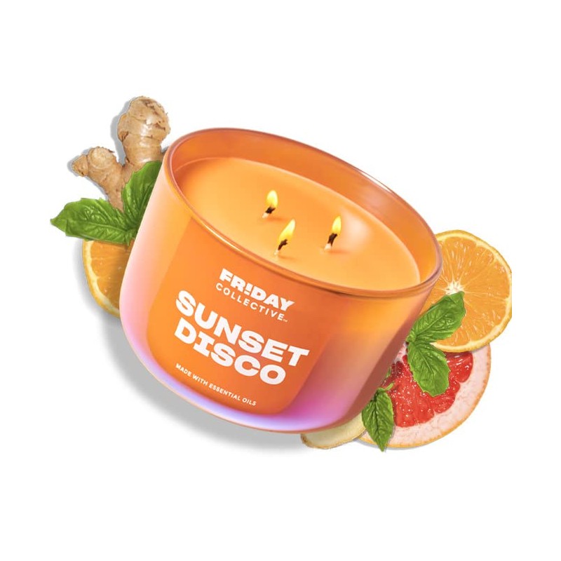 Friday Collective Sunset Disco Candle, Citrus Scented, Made with Essential