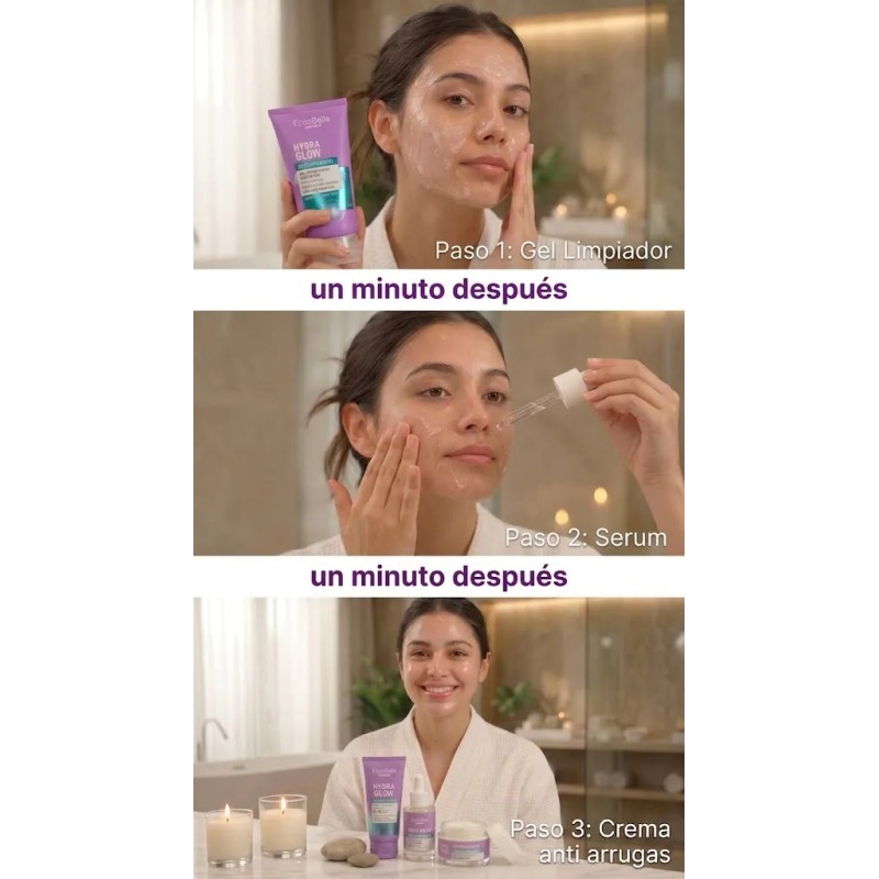 Eccobella Hydra Glow Ácido Hialurónico Facial Set 3 Pz