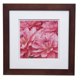 Gallery Solutions Wall Mount Double Mat Picture Frame, 8" x 8" With Mat or 12" x 12" Without Mat, Walnut