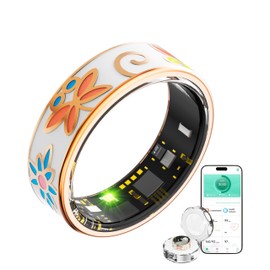 BOKORLUM Smart Ring Health Tracker,withHeart Rate,Sleep Tracker,Step Counter,8 Exercise Modes,5-7Day Battery Life, IP68 Waterproof, No Subscription Fee,Crystal Magnetic Charging Case (#11)