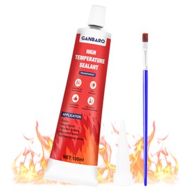 Ganbaro® 482°F High Temp Silicone Sealant, High Temperature Adhesive, Heat Resistant Glue with Brush Fast Drying Waterproof Adhesive for Oven, Grill, Microwave 100 ml (Transparent)