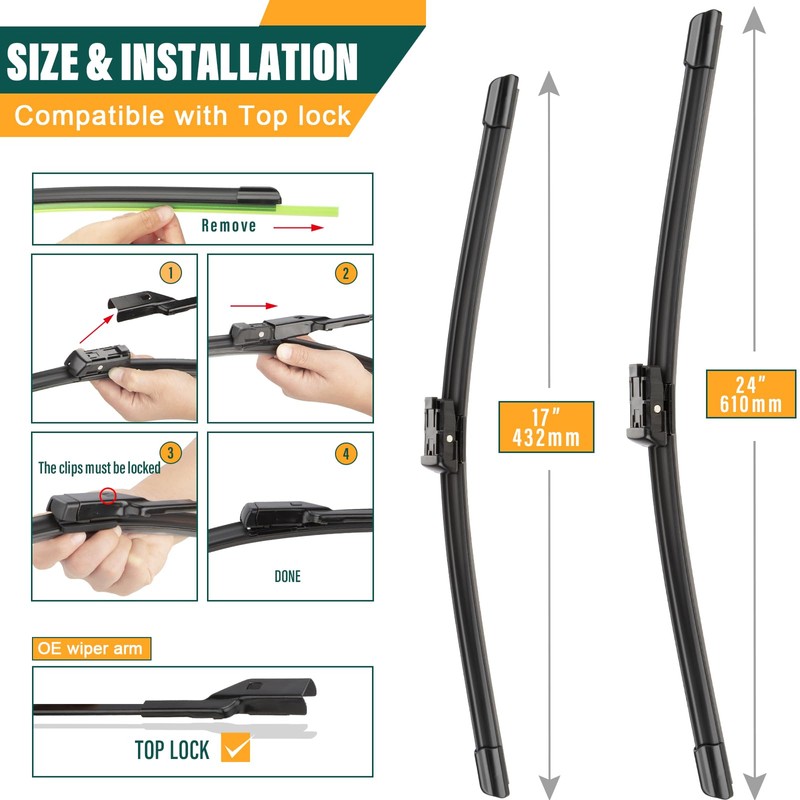 KVQ Windshield Wiper Blades Replacement for GMC Terrain 2010-2017 Chevy