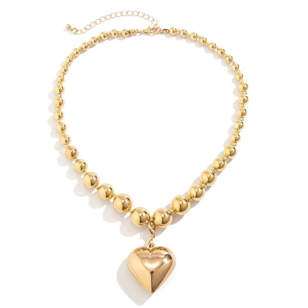 OKKEDY Heart Pendant Choker Necklaces for Women, Chunky Puffy Heart