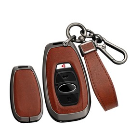 [TECART] Subaru Key Case, Key Holder, Key Bag, Key Ring, Key Cover, Keychain, Remote Control, Key Case, Compatible with Subaru Crosstrek, Forester, Impreza, WRX, Legacy, Outback, etc, brown B1