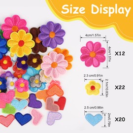 54 Pieces Flowers Iron-On Embroidered Flowers Patches, Iron on Patches for Kids & Adults, Daisy Embroidery Patches for Clothes, Jeans, Hats, Shirts & Backpacks