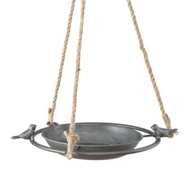 Boltze Jackson 1021540 Metal Bird Bath Hanging Diameter 25 cm Decoration Decorative Pendant Zinc Grey Medium
