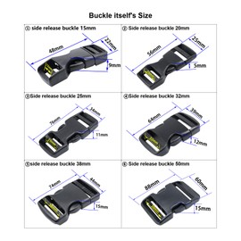 Quick Side Release Buckles 38mm Heavy Duty Plastic Buckle Clips Snap Clasp Backpack Replacement Buckle Dual Adjustable No Sewing for strap 38mm(38mm,2sets)