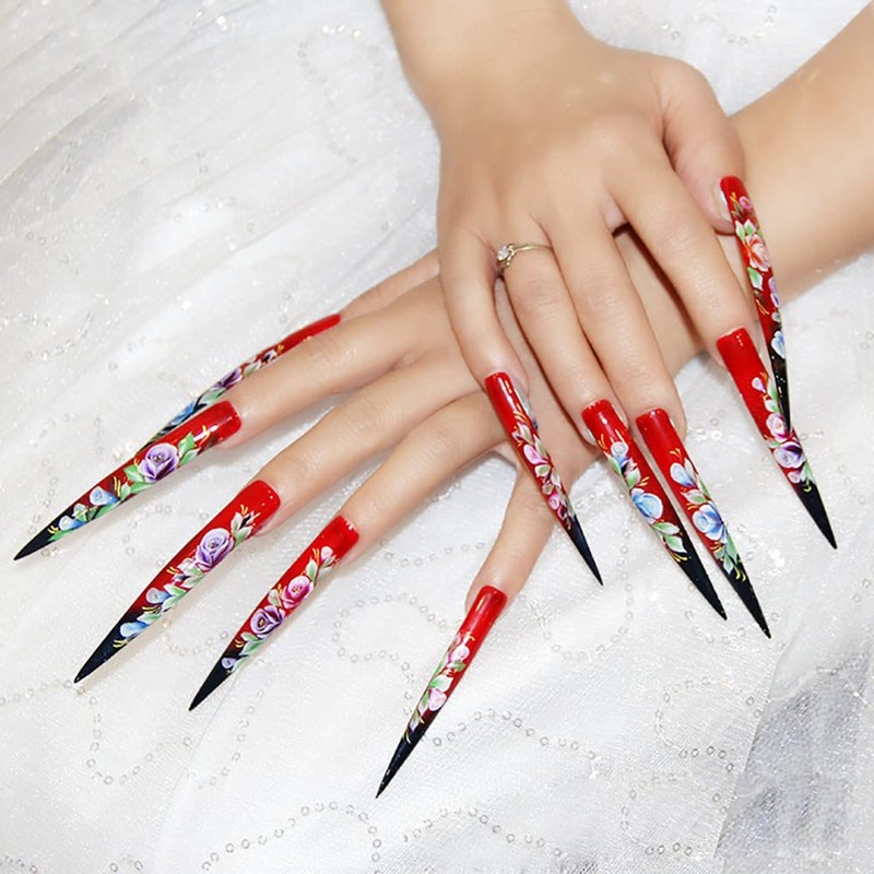 Mwoot Pack of 120 Extra Long False Nail Tips, Sharp