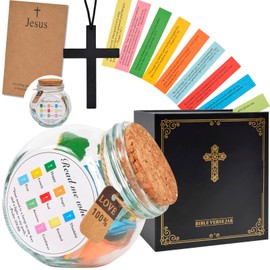 Bible Verse Jar - Read Me When Bible Verses Jar, Christian Religious Gifts for Women Men, Inspirational Catholic Gifts Birthday Gift for Mom Bible Accessories Prayer Jar with 135 Verses & 9 Emotions