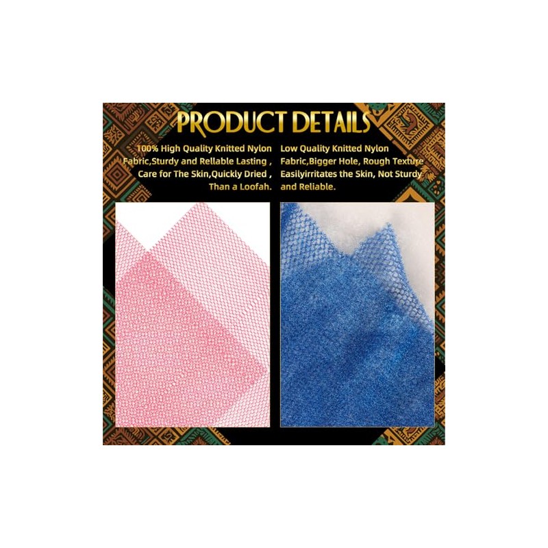 UJFQBH 3 Pieces African Bath Sponge African Net Long Net