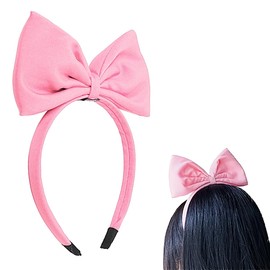 XIELIME Valentines Pink Bow Headbands for Women Girls 1PCS Bowknot Hair Bands Pink Hair Hoop Cute Sweet Headwear Fashion Non-Slip Hair Accessories for Valentine's Day Christmas Gifts Birthday Party
