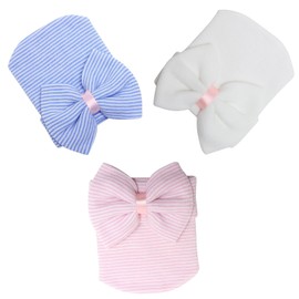 CENZICOM Newborn Baby Boys Girls Infant Toddler Hospital Beanie Bow-Knots Hat Knit Cap (Pink+White+Blue)
