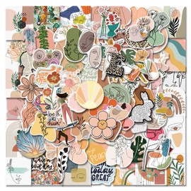 100Pcs Boho Stickers, Minimalist Abstract Line Art Decor Stickers for Adults Teens, Western Vintage Aesthetic Graffiti Vinyl Stickers Decals for Water Bottle Laptop Phone Guitar Skateboard