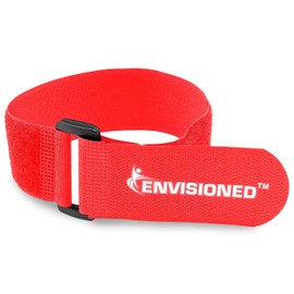 Reusable Cinch Straps 2" x 72" - 2 Pack - Hook and Loop Straps (Neon Red)