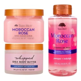 Tree Hut Kit Crema, Exfoliante Y Gel De Ducha Tree Hut Rosas Moroccan