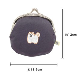 Keisuu Coin Purse Embroidered Cotton Pouch, Made in Japan, 4.7 x 4.5 inches (12 x 11.5 cm), 3.3 inches (12 x 11.5 cm), Coin Purse, Wallet, Akita Inu Gray
