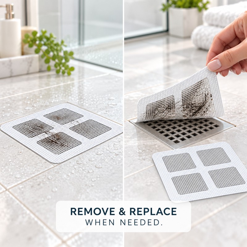 Disposable Shower Drain Hair Catcher Mesh – Fine Mesh Drain