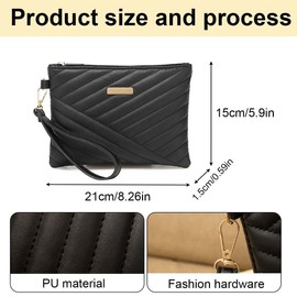 EIR Women's Small Handbag, Women's Clutches, Genuine Leather Clutch Small Bag, Evening Bag, Clutch Black, 21 x 15 cm