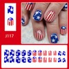 24Pcs Independent Day Press on Nails Short Square 4th of