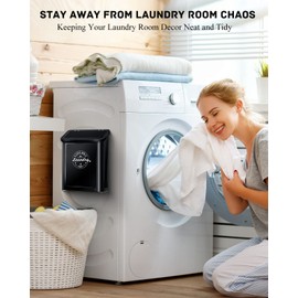 SACREDAY SACREDAY Magnetic Lint Bin for Laundry Room Organization and Storage with Brush, Wall-Mounted Laundry Dryer Lint Bin for Laundry Room Decor, Space-Saving Laundry Trash Can (Black)