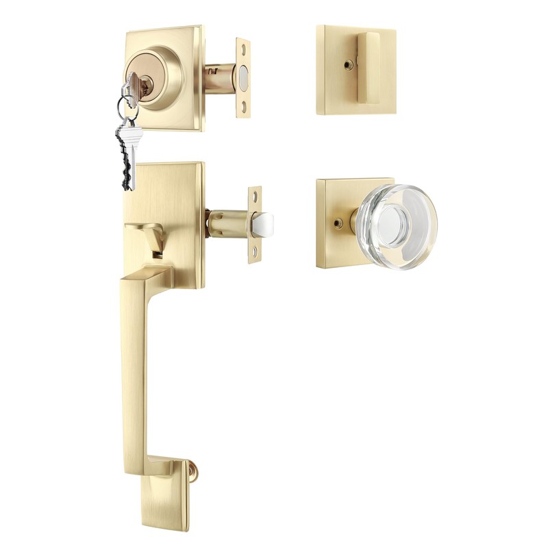 Leydebong Keyed Different Crystal Glass Entry Door Knob and Single