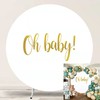 Jditngp Round Backdrop Cover Oh Baby 7.2ft, White with Gold