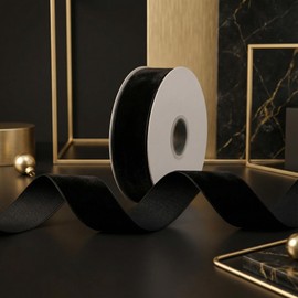 Black Velvet Ribbon 1 Inch, 10 Yards Soft Flocked Velvet Trim for Gift Wrapping, Christmas Décor, Hair Accessories, Sewing, Crafts & Holiday Bows Premium Matte