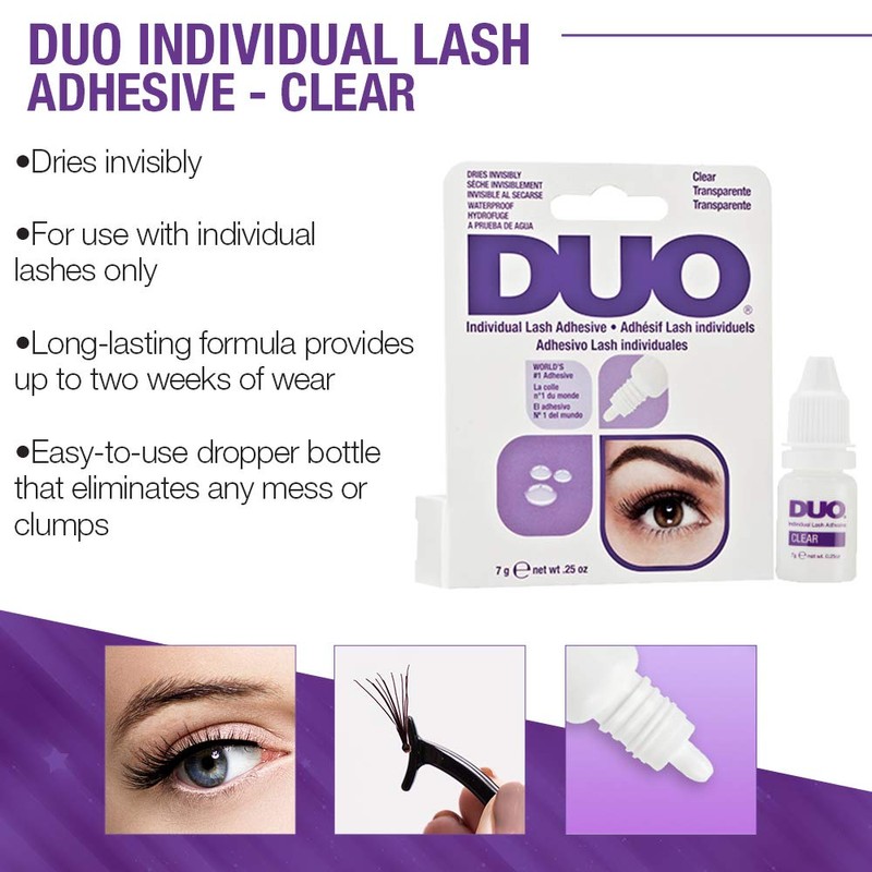 DUO Individual Lash Adhesive, for False Individual Lashes, Clear, 0.25