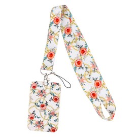 Lanyard mit Kartenhülle Kartenhalter Ausweis aus Stoff Hält 2 Karten, Umhängeband Cute Holder für ID, Arbeitskarte, Schlüsselband zum Umhängen mit Karabiner Geeignet für Handy, Schlüssel, USB (5)