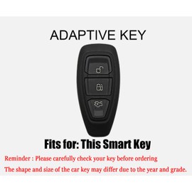 HIBEYO Key Fob Cover Compatible with Ford Focus 3 4 ST Mondeo MK3 MK4 Fiesta Fusion Kuga 2013 2014 2015 2017 Transit Tourneo Smart Key Case Leather&Alloy Material Accessories-B Keychain Black