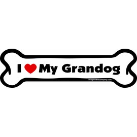Imagine This Company I Love My Breed Bone Shaped Pet Magnet; Removable Magnets for Cars, Fridges, Lockers & More, Stylish Pet Inspired Car Accessories, 2 x 7 inches, 1 Item, White/Black, Grandog