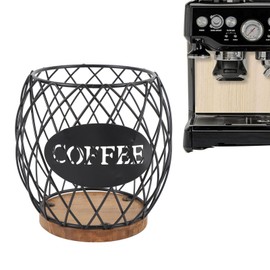 Kaffee -Pod -Lagerkorb Organizer, Großer Kapazität Stilvoller Aussehen Solider Basis Charming Touch, Einfacher Zugang, Holzbasis -Kaffee -Pod -Halter für Home Coffee Bar (BLACK)