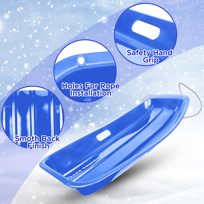 Slippery Racer Downhill Sprinter Flexible Kids Toddler Plastic Toboggan Snow