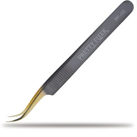 PRETTY FLEEK | Professional Tweezers | Calibrated and Precision machined Tweezers for lash Technicians | Stainless Steel Black & Gold | PF-03