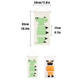 LNGJIN Pack of 2 Hanging Organisers, Wall Organiser, Hanging Linen Fabric, Foldable Wall Organiser, Hanging with 3 Pockets, Hanging Shelf, Door Organiser, Wall Hanging Bag, for Bedroom, Office