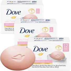 Dove Jabón en Barra Revigorizante Granada y Verbena, para una piel suave y fresca, con 1/4 de crema humectante 4 pack de 90 gr c/u