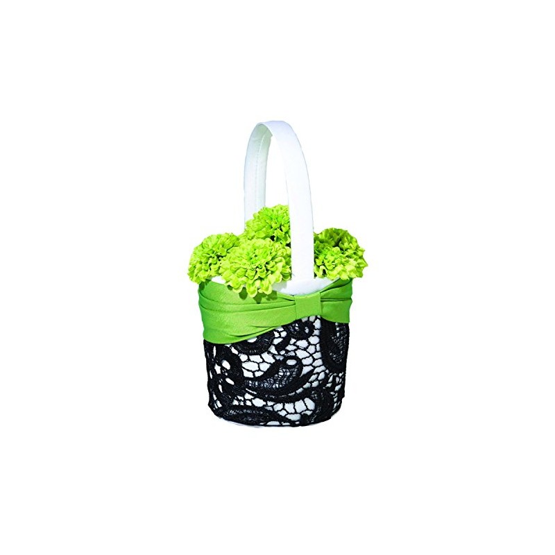 Lillian Rose Green Black Wedding Flower Girl Basket