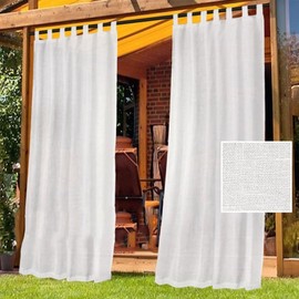 Bettschlange Outdoor Curtains Waterproof, 2 Panels Pergola Curtains, Outdoor Sheer Curtains for Patio Waterproof, Gazebo Curtains, Outdoor Curtains for Garden Patio Gazebo,Natural White,132x241cm