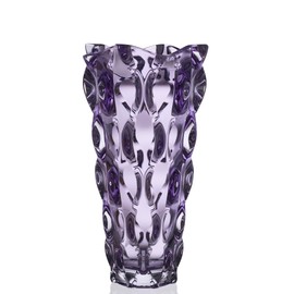 Czech Bohemian Crystal Glass Vase 12''-Height Amethyst ''Samba'' Vintage European Design Elegant Centerpiece Flower Vase Home Decor Wedding Birthday Housewarming Anniversary