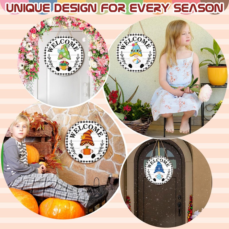 Qunclay Interchangeable Wooden Gnome Decor Holiday Seasonal Gnome Decorations with