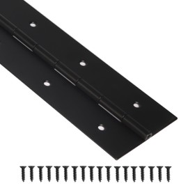 Piano Hinge 48 Inch x 3 Inch, 0.060'' Thick 304 Stainless Steel with Holes Electroplated Black Piano Hinge for Heavy Duty Door, Cabinet, Wooden Box, Furniture, Metal Plate