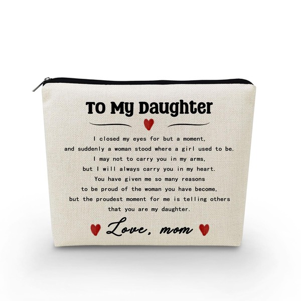 YULUENZE To Daughter Makeup Bag Inspirational Letter Toiletry Organizer Pouch