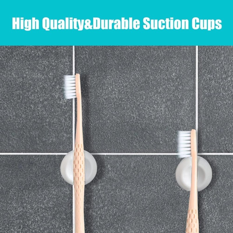 4 Pcs White Toothbrush Holder with Suction Cup, Wall-Mounted Toothbrush