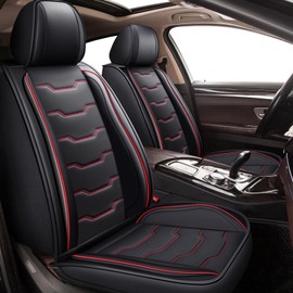 DISUTOGO Car Seat Covers Fit for GMC Terrain:2010-2025,Full Set Automotive Seat Covers Waterproof Faux Leather Auto Cushion Protector Compatible Airbag Interior Covers(5 Seats,Red&Black)